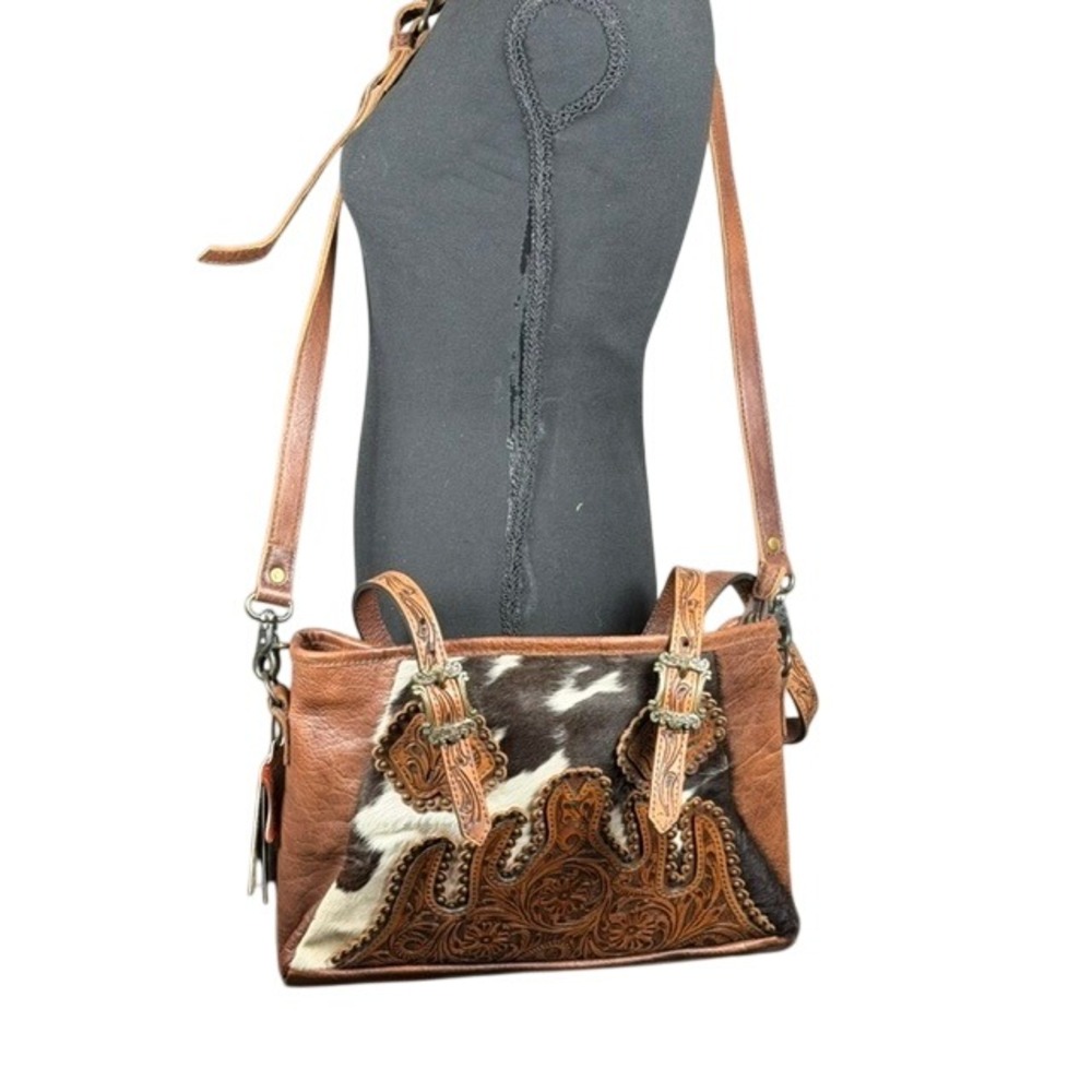 American Darling ADBG7118 Tooled Leather Cowhide Western Crossbody Bag New
